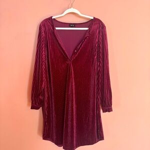Tecera burgundy ribbed tunic dress